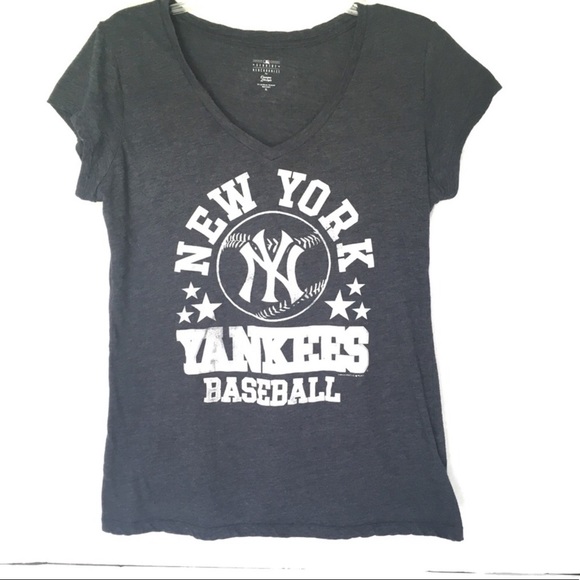 New York Yankees Baseball Blue V Neck Tee - Picture 1 of 7
